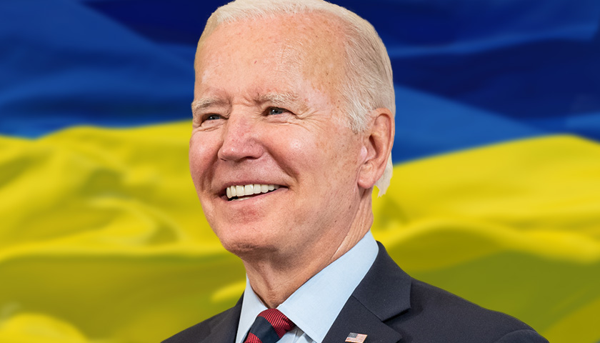 President Biden and Ukraine flag