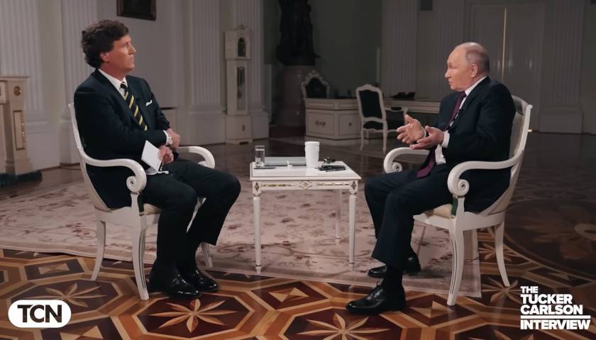 Tucker Carlson and Russia President Vladimir Putin